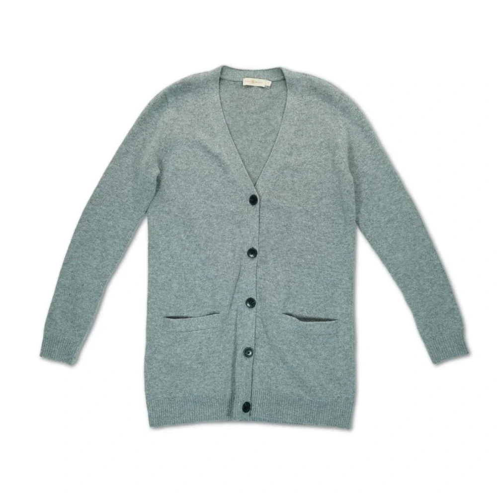 Tory Burch Cardigan Sweater Wool / Cashmere‎ Small Gray V-Neck Long Sleeve